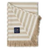Lexington Striped Recycled Cotton Decke, Beige