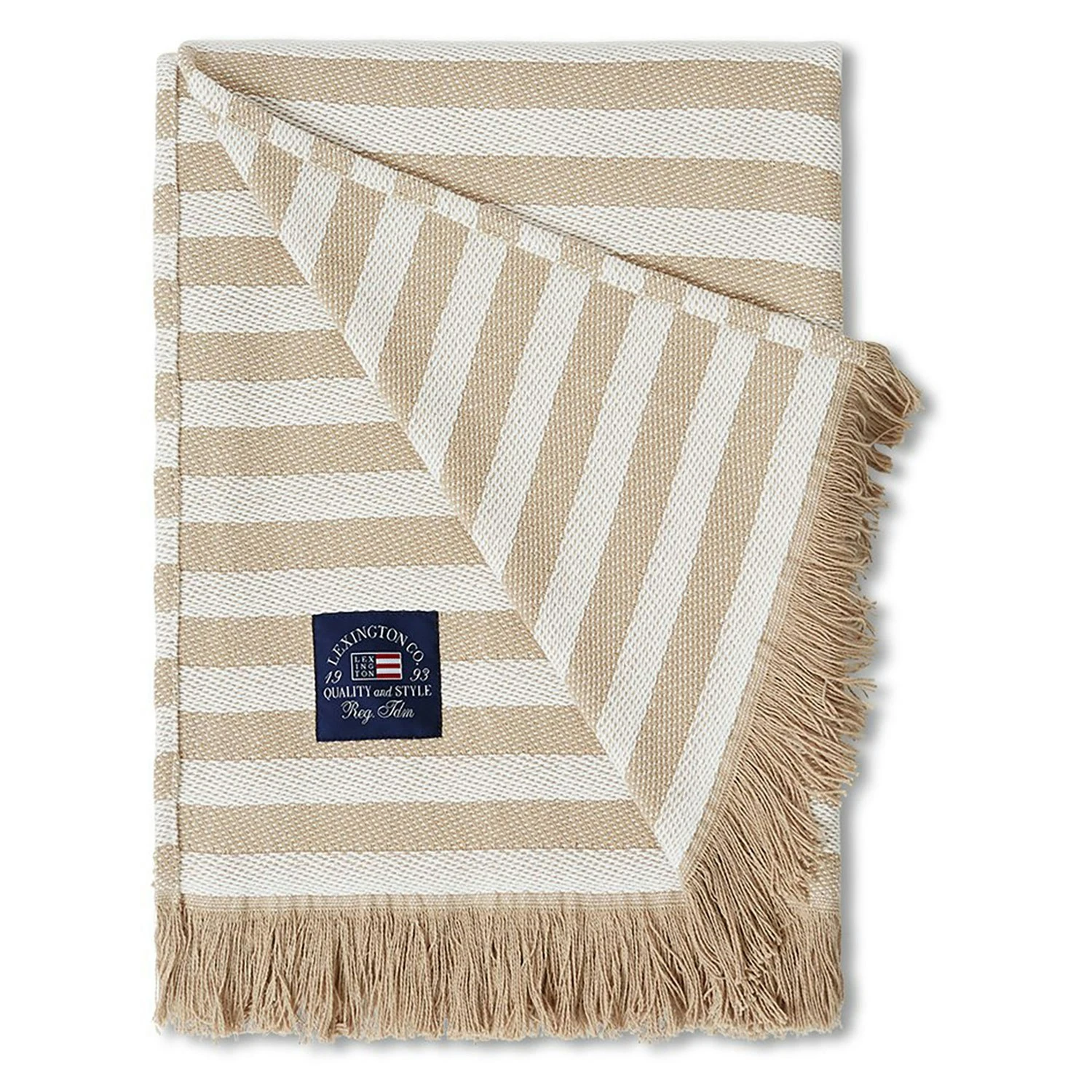 Lexington Striped Recycled Cotton Decke, Beige 1 Lexington Striped Recycled Cotton Decke, Beige