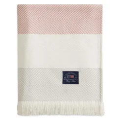 Lexington Herringbone Striped Decke 130x170 Cm, Rosa