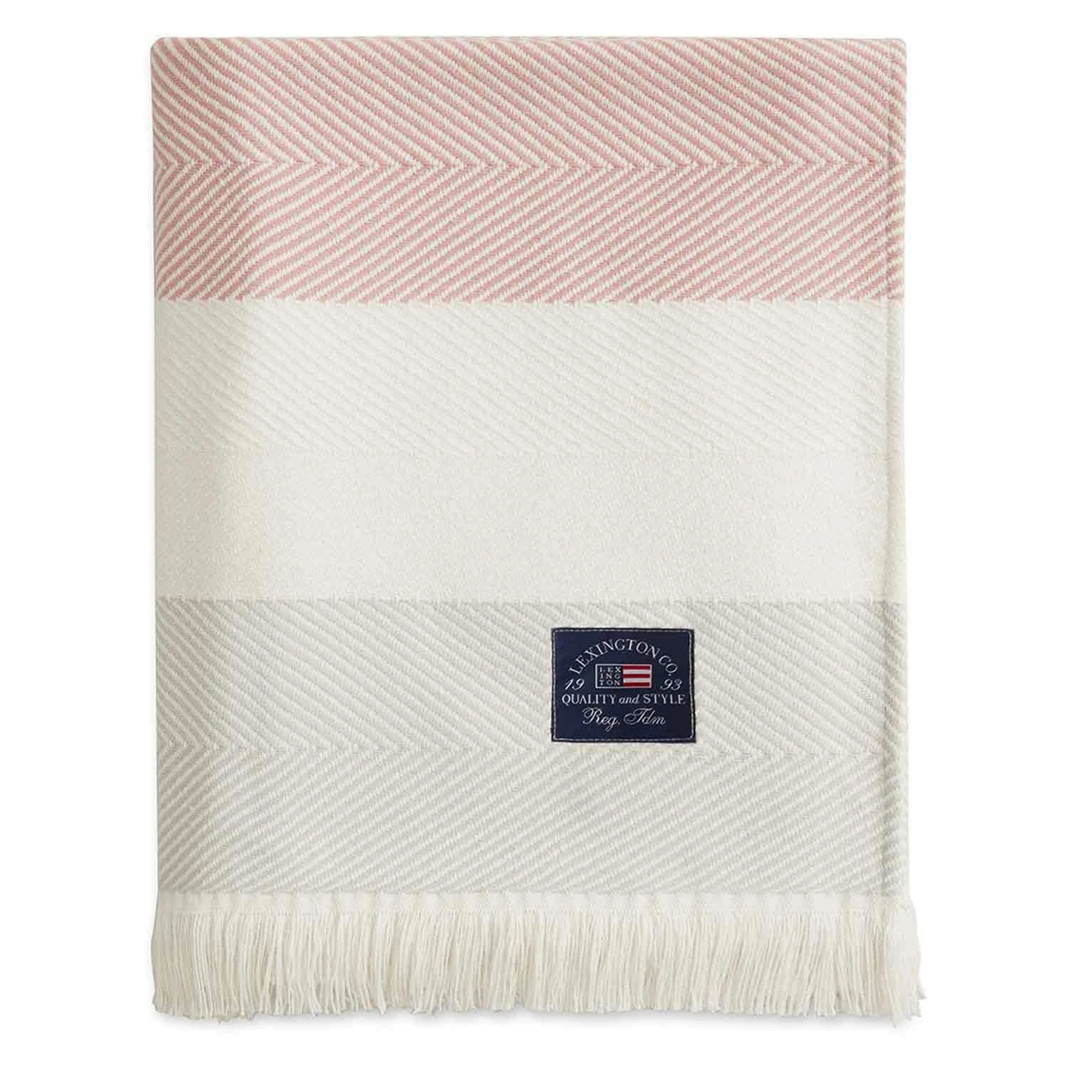 Lexington Herringbone Striped Decke 130x170 Cm, Rosa 1 Lexington Herringbone Striped Decke 130x170 Cm, Rosa