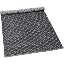 Ella Gerippter Teppich Dunkelgrau / Weiß, 70x250 Cm