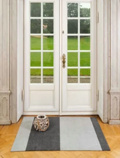 Stripes Teppich Steel Grey / Hellgrau, 90x130 Cm -Hay || Linie Design || Bloomingville Verkäufe tica copenhagen floormat polyamide 120x67cm steelgrey light grey 12